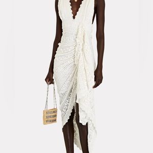 Just Bee Queen Tulum Ruched Crochet Dress- White. New with Tags!